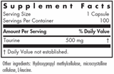 Taurine 500 mg 100 Capsules