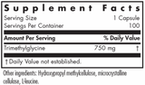 TMG Trimethylglycine 100 Capsules