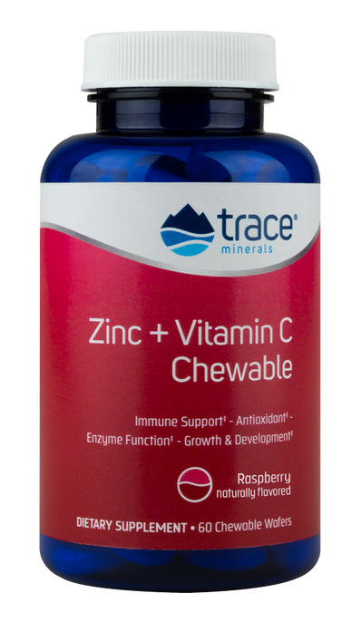 Zinc + Vitamin C Chewable Raspberry Flavor 60 Chewable Wafers